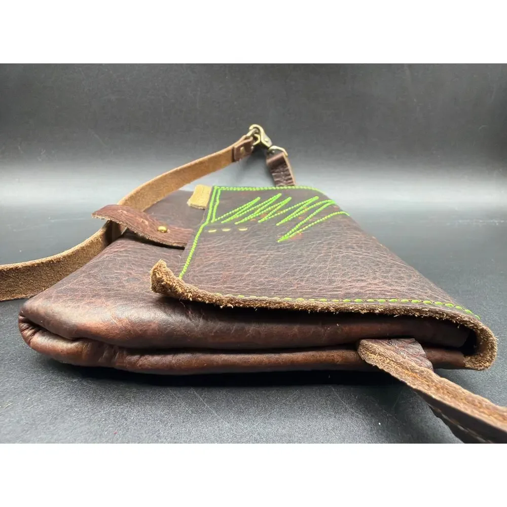 Maven Artisan Leather+Design Handmade Brown Crossbody Messenger Satchel Bag USA